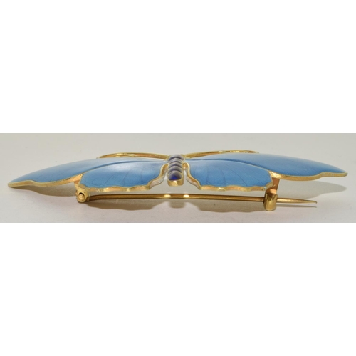 118 - Marius Hammer large Art Deco silver gilt and enamel Butterfly Brooch marked 930S and makers mark 8cm... 