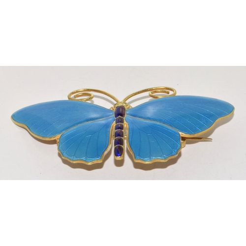 118 - Marius Hammer large Art Deco silver gilt and enamel Butterfly Brooch marked 930S and makers mark 8cm... 