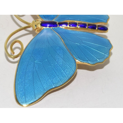 118 - Marius Hammer large Art Deco silver gilt and enamel Butterfly Brooch marked 930S and makers mark 8cm... 