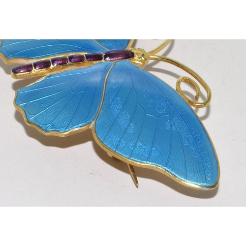 118 - Marius Hammer large Art Deco silver gilt and enamel Butterfly Brooch marked 930S and makers mark 8cm... 