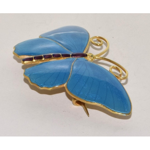 118 - Marius Hammer large Art Deco silver gilt and enamel Butterfly Brooch marked 930S and makers mark 8cm... 