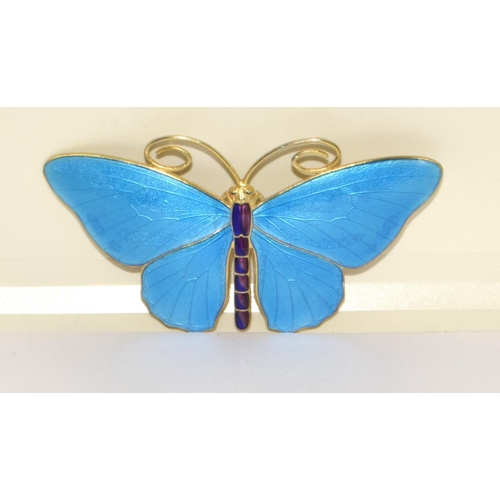 118 - Marius Hammer large Art Deco silver gilt and enamel Butterfly Brooch marked 930S and makers mark 8cm... 