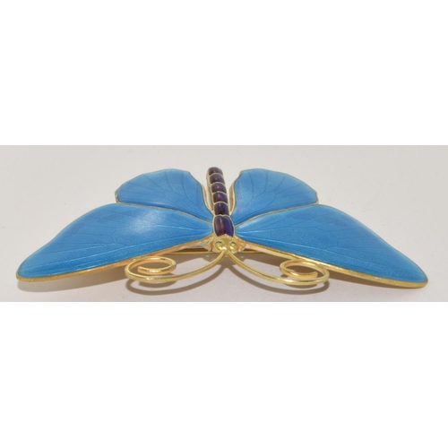 118 - Marius Hammer large Art Deco silver gilt and enamel Butterfly Brooch marked 930S and makers mark 8cm... 