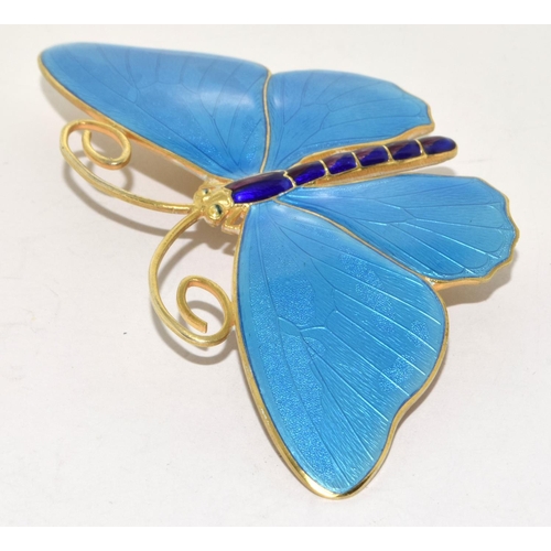 118 - Marius Hammer large Art Deco silver gilt and enamel Butterfly Brooch marked 930S and makers mark 8cm... 