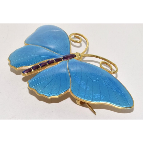 118 - Marius Hammer large Art Deco silver gilt and enamel Butterfly Brooch marked 930S and makers mark 8cm... 