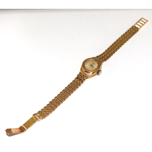 Ladies 18ct gold watch with integral 18ct gold strap 19g total