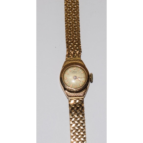 2 - Ladies 18ct gold watch with integral 18ct gold strap 19g total