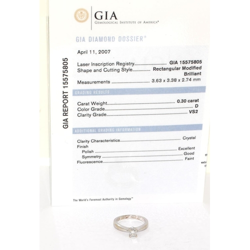 53 - Diamond Solitaire To the Moon and back 0.33ct VS2 colour D, set in 18ct gold ring Size K with GIA ce... 