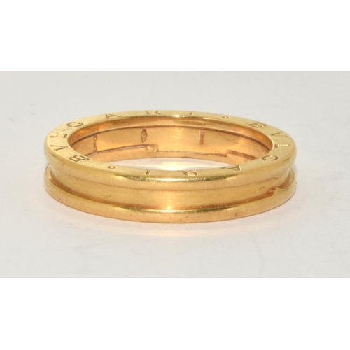 86 - BVLGARI 18ct gold ring, 8.5g ring fully hallmarked Size X