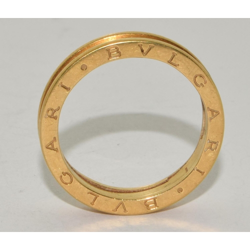 86 - BVLGARI 18ct gold ring, 8.5g ring fully hallmarked Size X