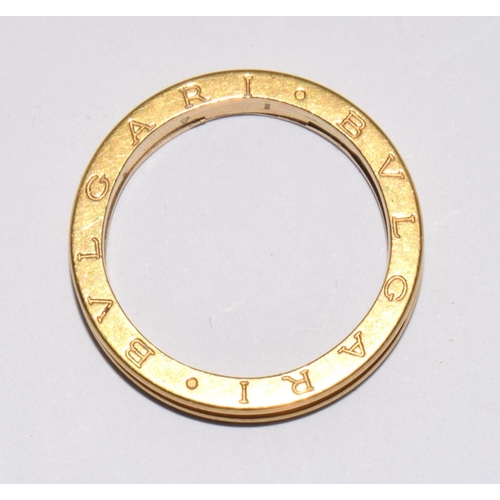 86 - BVLGARI 18ct gold ring, 8.5g ring fully hallmarked Size X