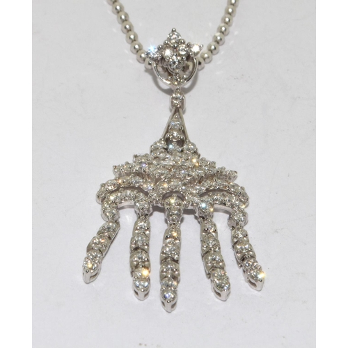 59 - Diamond pendant (tested) 18ct white gold hand made to order 85+ diamonds on 18ct white gold chain, 1... 