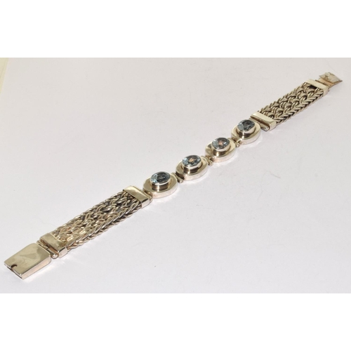 350 - Heavy weight blue topaz 925 silver bracelet.