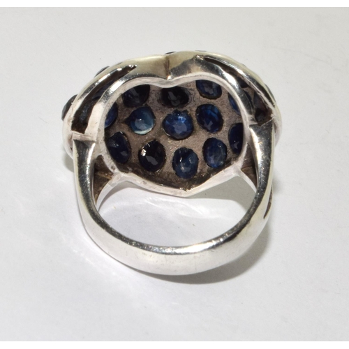 277 - Huge Sapphire 925 silver heart ring Size P