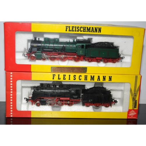 1073 - Ho Gauge Fleischmann 4145 Steam Locomotive with Tender c/w 4800 Locomotive and Tender. Both boxed