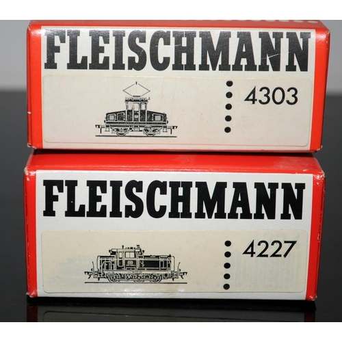 1074 - HO Gauge Fleischmann 4303 Electric Locomotive c/w 4227 Diesel Locomotive. Both boxed
