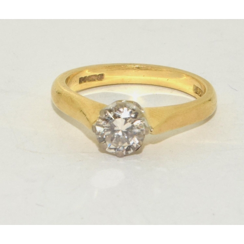 111 - 18ct gold ladies Diamond solitaire of 0.50ct size L