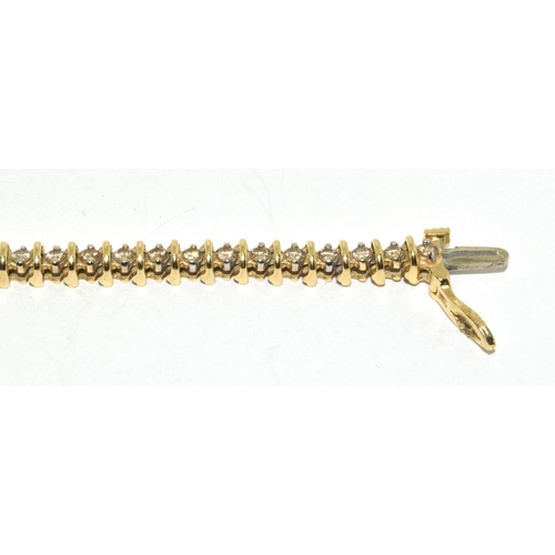 92 - 14 ct gold Diamond Tennis bracelet approx 2ct