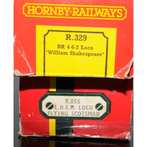 1160 - OO Gauge Hornby R855 LNER Locomotive Flying Scotsman c/w R329 BR 4-6-2 Locomotive William Shakespear... 