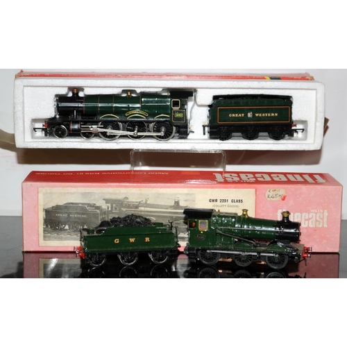 1168 - OO Gauge Wills Firecast GWR 2251 Class all metal kit (made up), boxed c/w Hornby R759-9301 GWR Hall ... 