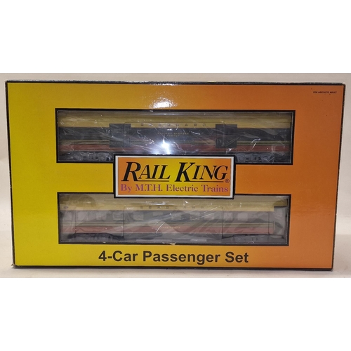 1017 - Rail King by M.T.H O gauge 4 car  Streamlined Seaboard passenger  carriage set new in box