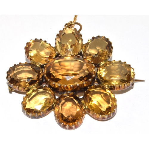 79 - Antique 19th century large natural Citrine and gold brooch 4.5cm x 3.9cm