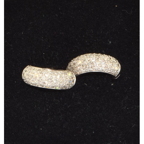 67 - A pair of heavy Pave set Diamond & 18ct gold Huggy earrings