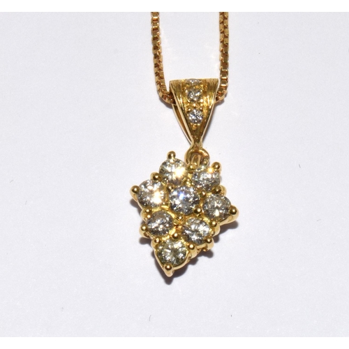 94 - Vintage 18ct yellow gold Diamond pendant on 16 inch 18ct gold chain, 4.6g