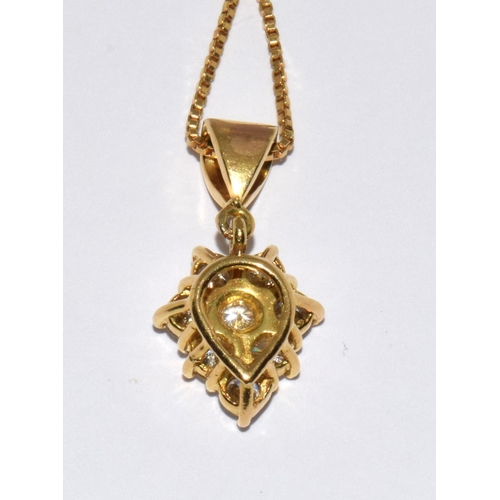 94 - Vintage 18ct yellow gold Diamond pendant on 16 inch 18ct gold chain, 4.6g