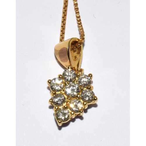 94 - Vintage 18ct yellow gold Diamond pendant on 16 inch 18ct gold chain, 4.6g