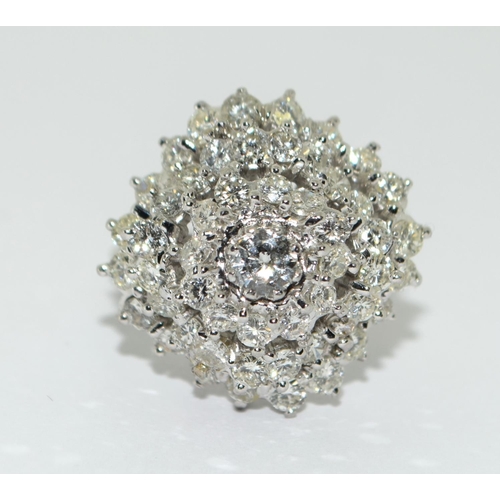 113 - Large vintage heavy modernist harem style Diamond cluster ring of minimum 2.75cts set in 18ct white ... 