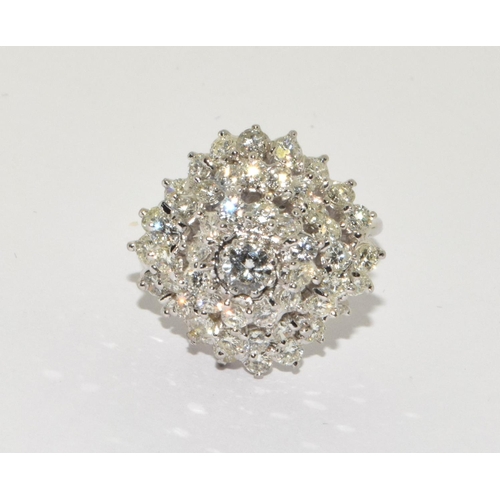 113 - Large vintage heavy modernist harem style Diamond cluster ring of minimum 2.75cts set in 18ct white ... 