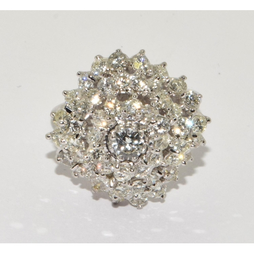 113 - Large vintage heavy modernist harem style Diamond cluster ring of minimum 2.75cts set in 18ct white ... 