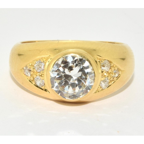 101 - 18ct gold gents Diamond signet ring large central Diamond of approx 1.5ct+  with Diamond chip should... 