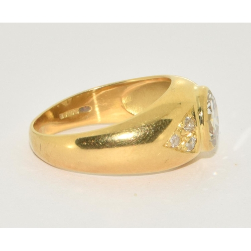 101 - 18ct gold gents Diamond signet ring large central Diamond of approx 1.5ct+  with Diamond chip should... 