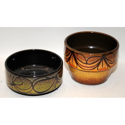 270 - Poole Pottery pair of small Aegean bowls, Delphis eye dish, and three Olympus candle holders (6)