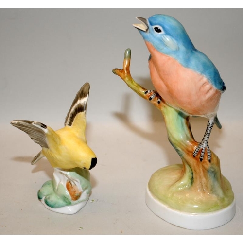 238 - Crown Staffordshire model of a Bluebird by Doris Lindner, together with a model of American Goldfinc... 