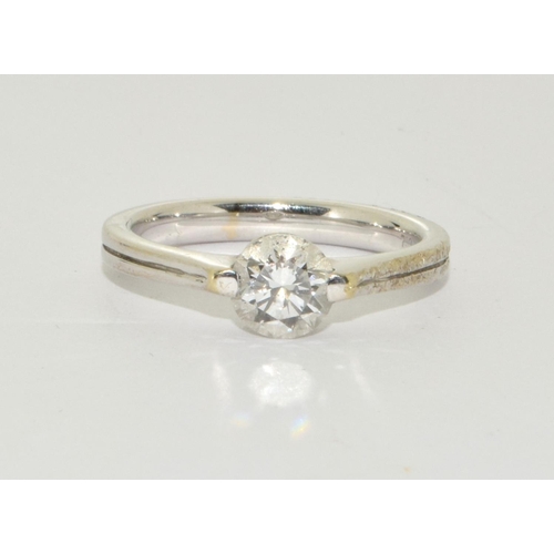 60 - Diamond approx 0.50 points set in 18ct white gold ring Size N