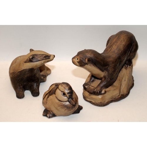 240 - Poole Pottery stoneware Otter by Barbara Linley-Adams together with a Badger, Duckling plus others (... 