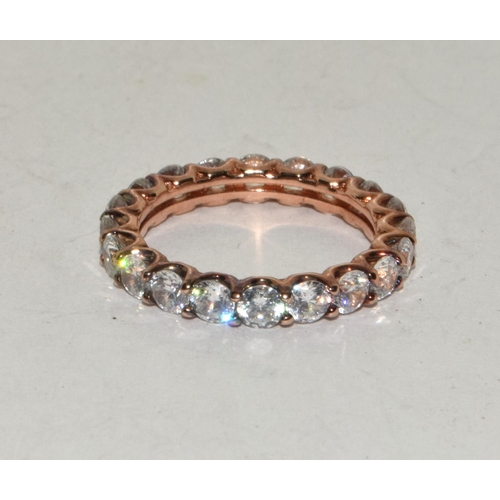 280 - A rose gold on 925 silver CZ eternity band, Size J