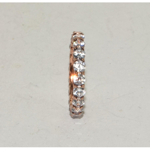 280 - A rose gold on 925 silver CZ eternity band, Size J