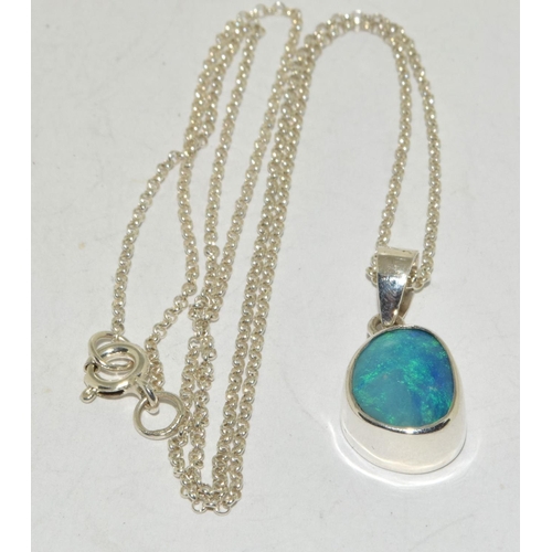 367 - Direct from the Australian Opal miner a set in silver Chrystal Opal pendant necklace