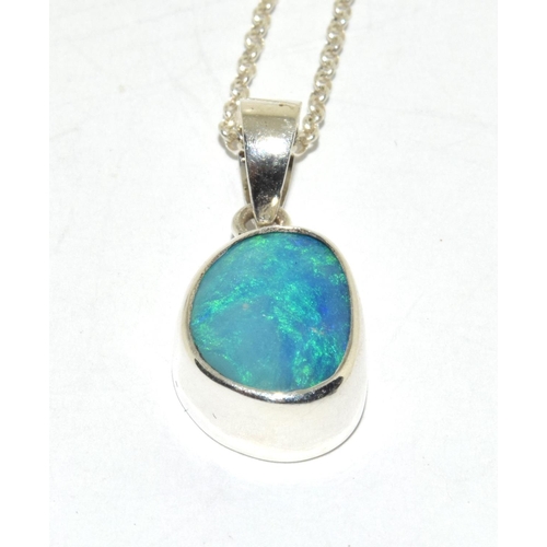 367 - Direct from the Australian Opal miner a set in silver Chrystal Opal pendant necklace