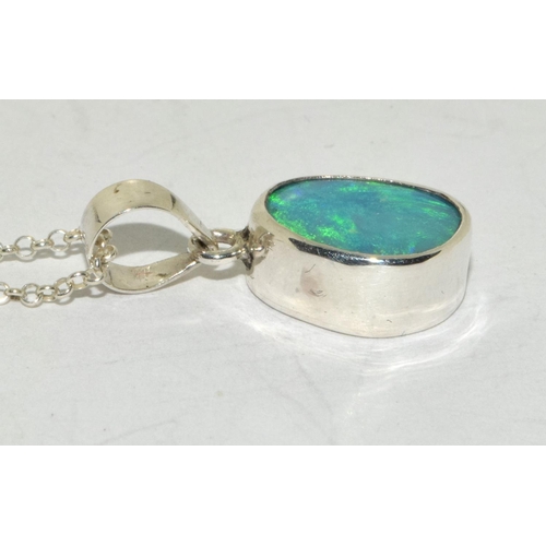 367 - Direct from the Australian Opal miner a set in silver Chrystal Opal pendant necklace