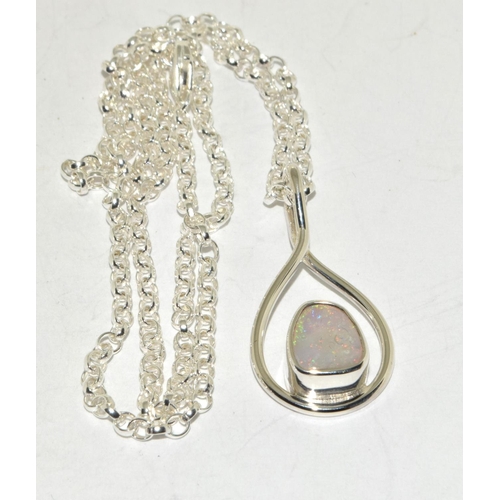 279 - Direct from the Australian Opal miner a set in silver White Opal pendant necklace