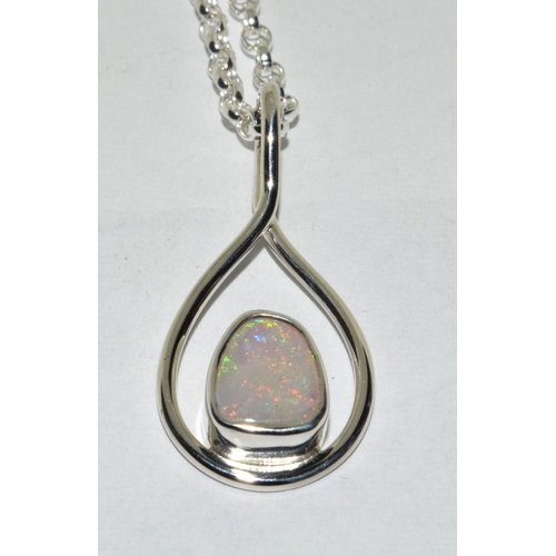 279 - Direct from the Australian Opal miner a set in silver White Opal pendant necklace