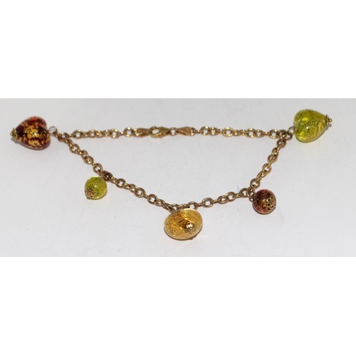 417 - 9ct Gold Bracelet with Precious Stone Charms