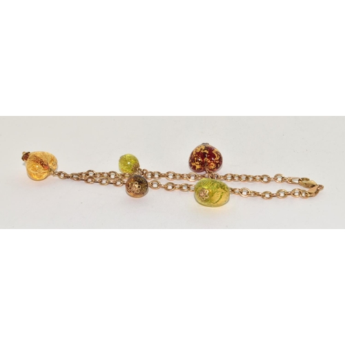 417 - 9ct Gold Bracelet with Precious Stone Charms