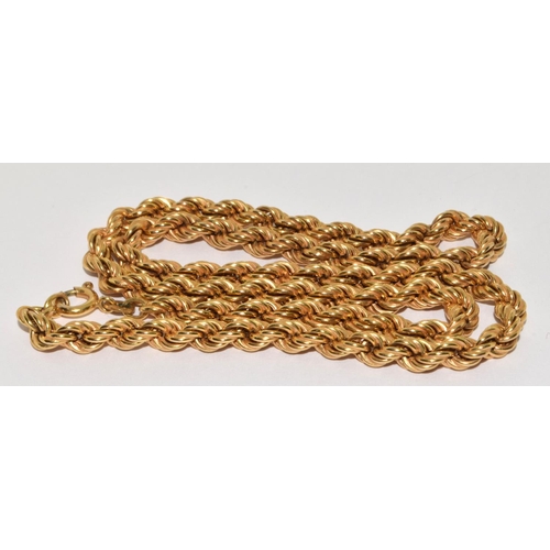 142 - 9ct gold rope necklace 40cm 14g