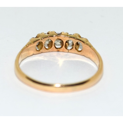 70 - A 18ct Gold and 5 stone diamond ring, Size N